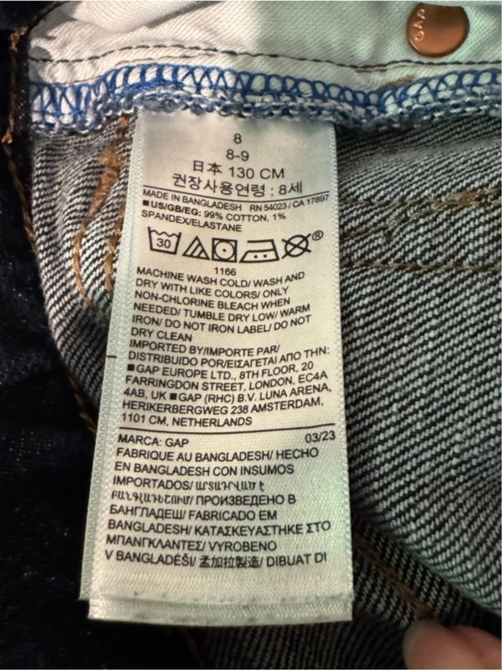 Boys GAP Dark Blue Slim Fit Jeans Size 8